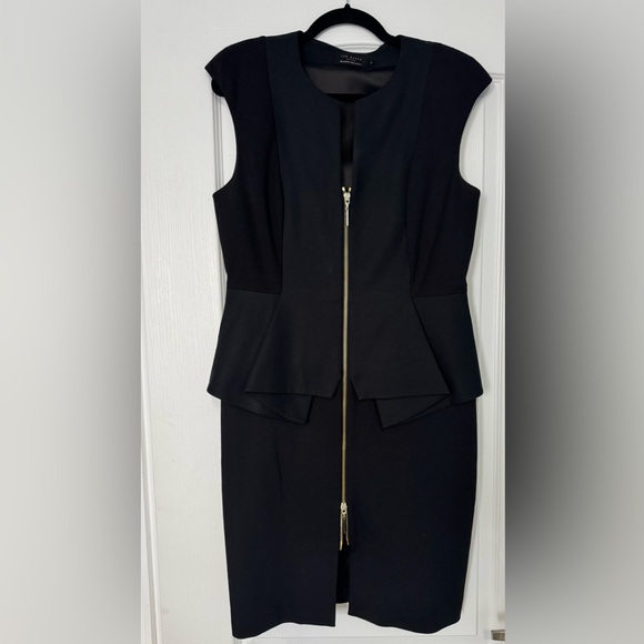 TED BAKER JUMANA Black sleeveless, peplum, zip up dress. Size 10 (TB 4) - Picture 4 of 9
